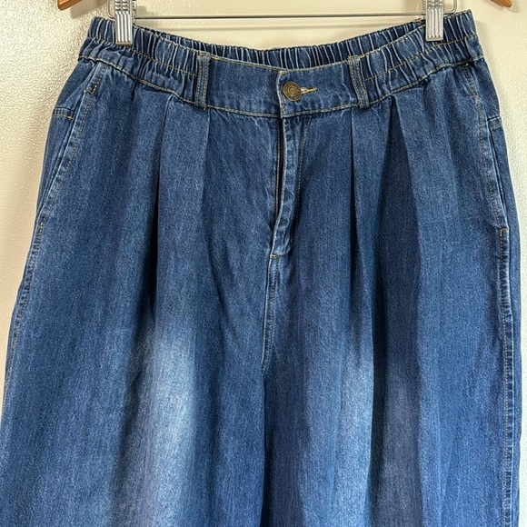 100% Cotton Baggy Wide Barrel Leg Pleat Front Elastic Stretchy Pants Size XL - Picture 2 of 7